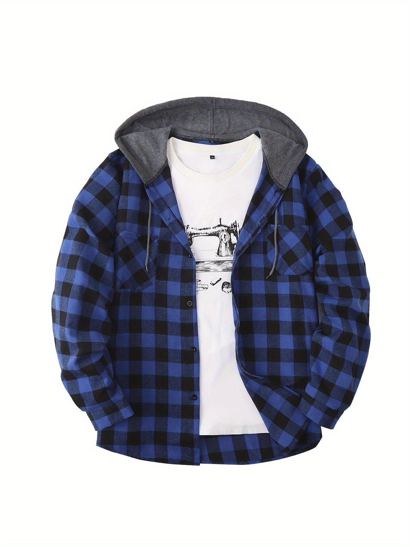 Checked Men's Hooded Jacket – Cool and Comfortable