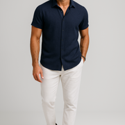 Ned| Men's Casual Buton up T-shirt| Short sleeve
