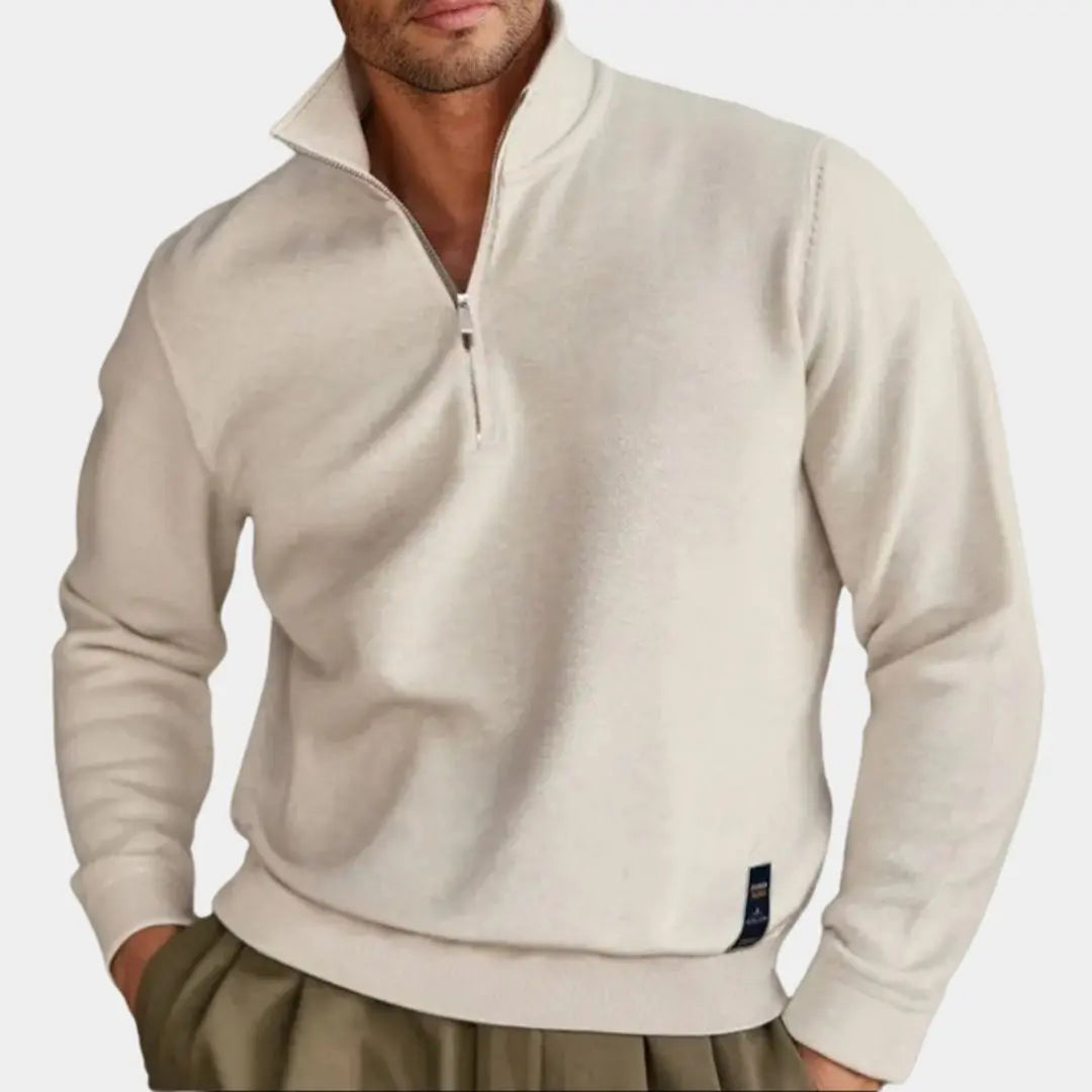 Men's Solid Color Half-Zip Knit Vest – Micro-Elastic, Machine Washable