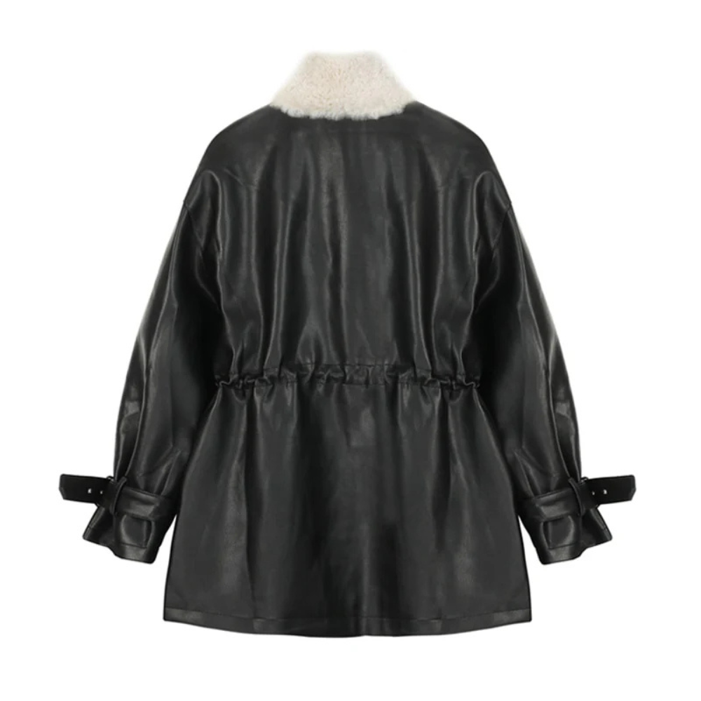 Jill Lambswool Trim Leather Coat