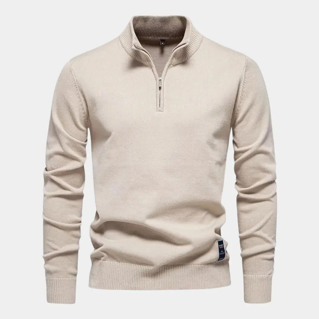 Men's Solid Color Half-Zip Knit Vest – Micro-Elastic, Machine Washable