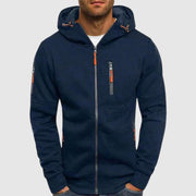 Men's Casual Jacket with Hood, Collar & Arm Zipper – Stylish & Functional