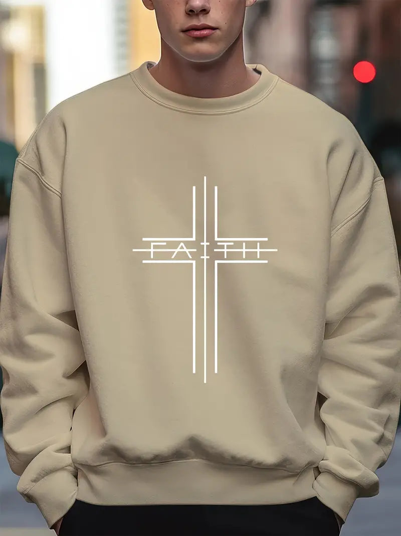 Kevin – Faith cross print sweater for men