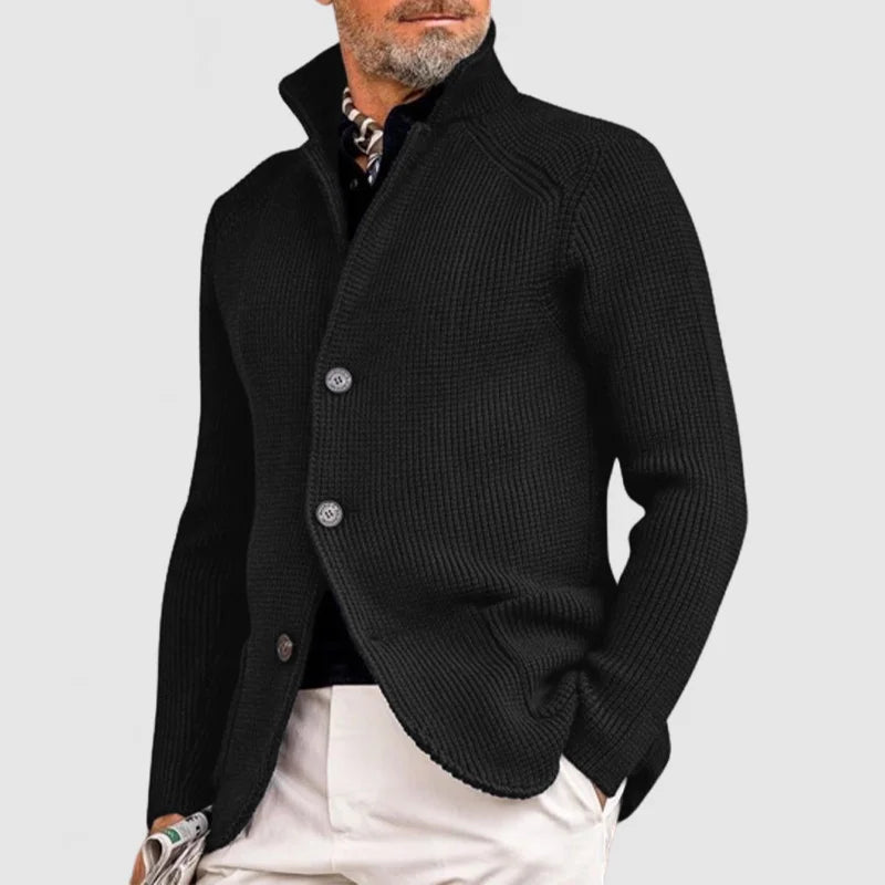 Men's Knitted Cardigan - Classic Button-Up Sweater with Ribbed Design for Sophisticated Style