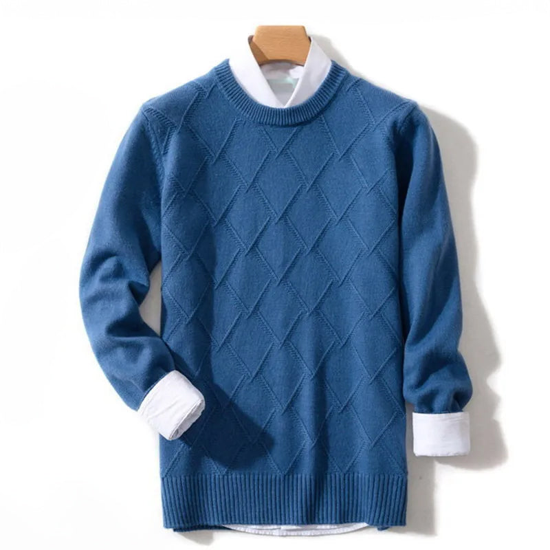 Alessandro Veneti Lucca Knitted Sweater – Diamond Pattern and Round Neck