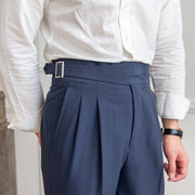 Classic buckle fastening pants high waist for men