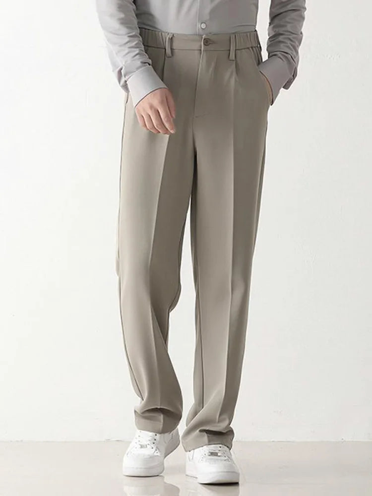 Men's Draped Formal Pants - Relaxed Fit Tailored Trousers for Business and Casual Wear