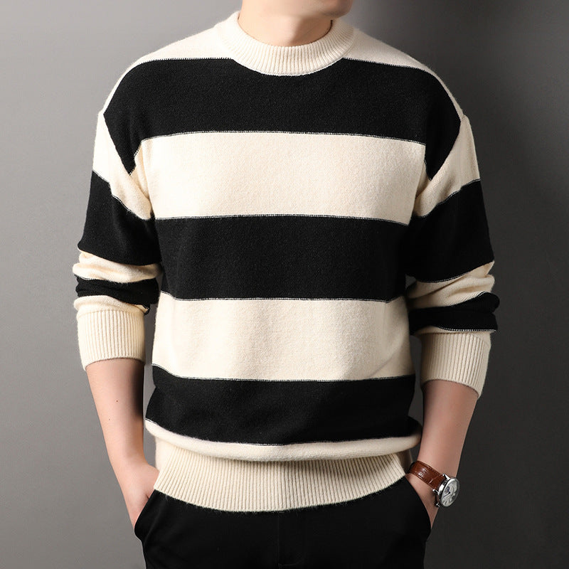 Men's Striped Sweater – Classic Crewneck & Comfortable Knit