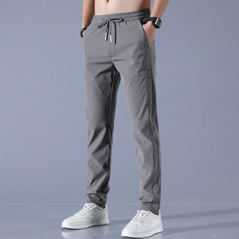 Breathable casual pants with drawstring for men