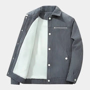 Minimalist Corduroy Sherpa Jacket – Soft Rib Fabric, Sherpa Lining