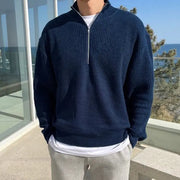 Essential Men's Sweater – Half Zip & Ribbed Texture